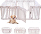 2 Room Dog Playpen with Door,DIY Shape Combination Puppy Pen,16-Panel+2 Link Piece+Large Door+Small Door,25.5" H Dog Fence,Non-Slip&Secure Pet Gate,Easy to Assemble (Two Rooms)