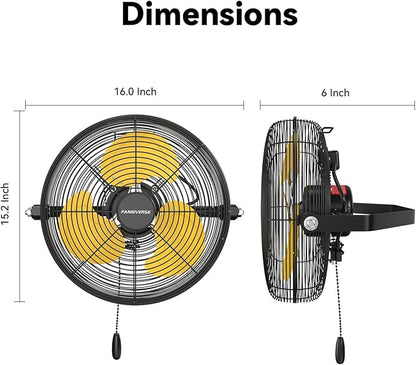 12 Inch Wall Fan Pro Series - Sealed Motor High Velocity Wall Mount Fans for Commercial, Residential, Warehouse, Covered Patio, Shop, Garage, Barn, Gazebo 3 Speed 2800 CFM UL Safety Listed