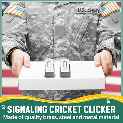 2 Pieces Brass Pet Training Clicker Signaling Cricket Clicker Metal Dog Clicker for Puppy Cats Trainer Pet Owners (Silver)