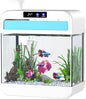 Fish Tank Aquarium 2.2 Gallon with 7 Color Auto-Looping Light, Fish Bowl with Humidifier 3 in 1 Pump - Filteration & Oxygenation & Circulation, Temperature Display, HD Float Glass, Thickened Base