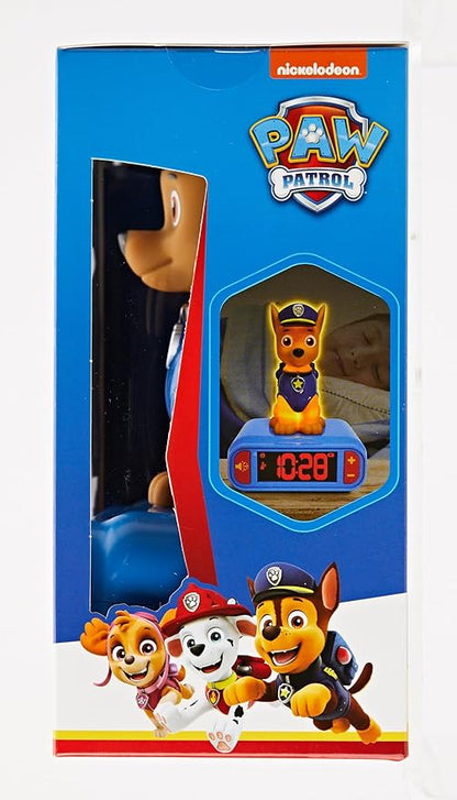 Lexibook - Paw Patrol Chase Digital Alarm Clock with Night Light - Snooze Function - Dog Sound Effects - for Children/Kids - Luminous Clock with Chase, Blue/Red - RL800PA