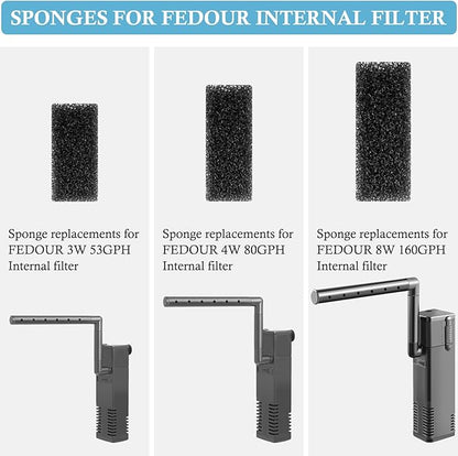 FEDOUR Submersible Aquarium Internal Filter, Filter with Water Pump for Fish Tank up to 35 Gallon (Sponge 4pcs for 8W)