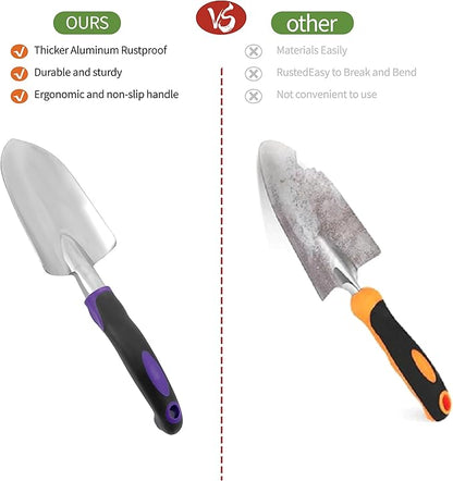 41-Piece Premium Gardening Tool Set, Stainless Steel Heavy Duty Gardening Tool Kit, with Non-Slip Rubber Grip, Storage Tote Bag, Outdoor Hand Tools, Ideal Gardening Gifts for All (Purple Floral)