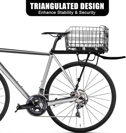 Aodaer Rear Bike Rack with Basket Quick Release Bike Rear Rack Heavy Duty Folding Bike Basket with Waterproof Bag & Cargo Net & Installation Tool