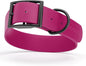 Dogline Biothane Waterproof Dog Collar Strong Coated Nylon Webbing with Black Hardware Odor- Proof for Easy Care Easy to Clean High Performance Fits Small Medium or Large Dogs, Magenta Pink