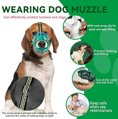 Dog Muzzle, Basket Muzzle for Small Medium Large Dogs, Anti-Biting and Chewing, Lightweight & Sturdy Cage Design, Allows Panting & Drinking, Ideal for Grooming & Training(Green Size XL)