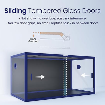 120 Gallon Bearded Dragon Tank,48" x 24" x 24" Reptile Tank with Sliding Door Top Screen Ventilation, Front Opening Reptile Enclosure for Easy Maintenance