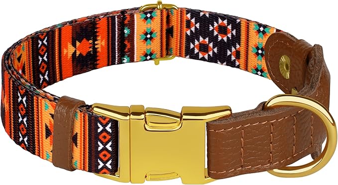 AirTag Dog Collar for Small Medium Large Breed - Adjustable Cute Pattern Dog Collar with Airtag Holder - Soft Leather Tracker GPS Apple Air Tag Pet Collars (Small, 12"-15" Neck Fit, Western)