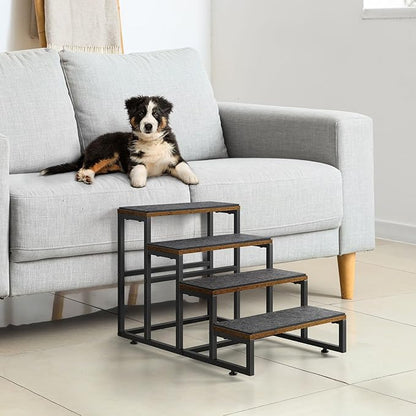 Dog Stairs for High Beds 4 Steps Dog Stairs for Small Medium Dogs Pet Stairs/Steps for Puppy, Cats, and Dogs, Easy to Walk on Dog Step for Beds and Cars