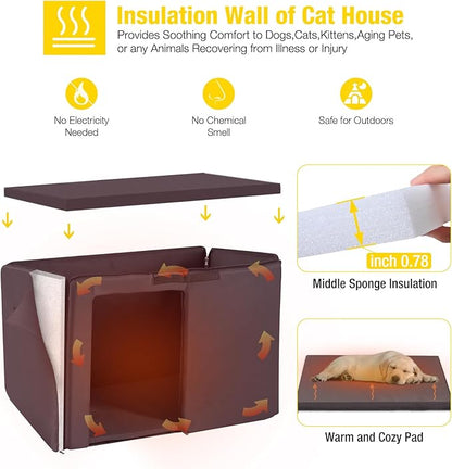 Aivituvin Insulated Dog House for Winter Outdoor Dog Kennel with All-Around Iron Frame- 100% Insulated Guarantee