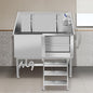 Dog Washing Station 38'' Stainless Steel Pet Grooming Tub for Large Dogs Over-Size Professional Dog Grooming Bathtub Station Wash Shower Sink Pet Grooming Bathtub Station
