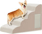 Dogs Steps for Bed, Dog Stairs for Small Dogs, 4-Step Dog Ramp for Bed, Couch, Sofa, and Chairs, Non-Slip Bottom Design, Cat Scratching, High Density Foam Portable Pet Step, Indoor, Beige
