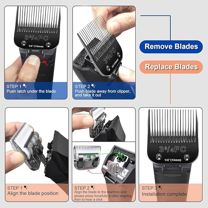 3FC Blades Dog Grooming Blades Compatible with Andis/Oster A5/Wahl KM-10 Series Dog Clippers,Detachable Clipper Replacement Blade,Black (3FC/3PCS)