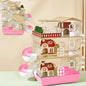 17 in 1 Clear Acrylic Hamster Cage with All Accessories,13.5''L* 10''W* 21''H Dwarf Hamster Cage,Magnetic Connection Small Hamster Enclosure,Garden Style Wooden Mouse Cage for Pet Mice(3-Layer,Pink)