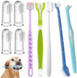 Dog Toothbrush, Finger Toothbrushes, 360 Degree Toothbrush, Triple Head Dog Toothbrushes, Double Head Toothbrush,Cleaning Brushes for Dog Cat Oral Dental Health (Blue, L)