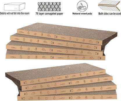 8 Packs in 1 Cat Scratch Pad, Cat Scratcher Cardboard,Reversible,Durable Recyclable Cardboard, Suitable for Cats to Rest, Grind Claws and Play