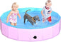 2025 Updated Foldable Dog Pool, 63" x 12" Kiddie Pool with Hard Plastic, Non-Slip Dog Bath Tub for Outdoor Backyard, Collapsible Dog Swimming Pool for Kids Dogs Pets (Pink)