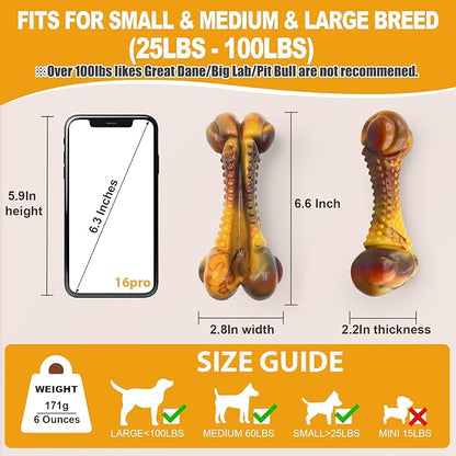 Dog Toys for Aggressive Chewers, Indestructible Dog Chew Toys for Large Medium Small Breed, Tough Nylon Interactive Durable Chew Toy Bone for Puppy Teething Toy Bacon Flavor, Best Gift&Keep Them Busy