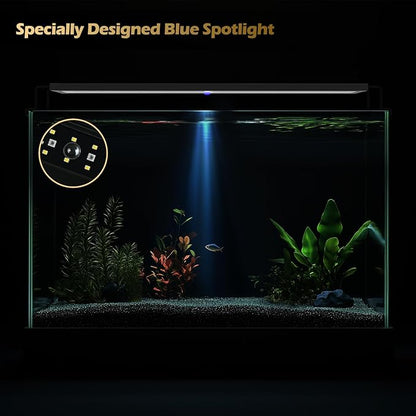GLOWRIUM LED Aquarium Light with Remote, Full Spectrum Fish Tank Light with Auto Timer, IP67 Waterproof Freshwater Planted Tank Light, Dimmable RGB+W+Moon LEDs with High Performance (12W 18-23inch)