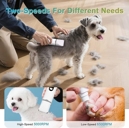 4 in 1 Dog Clippers Grooming Kit with LED Screen, Cordless Quiet Paw Trimmer & Nail Grinder, Rechargeable Waterproof Feet Ear Body Hair Shaver for Cats Dogs Pet Supplies