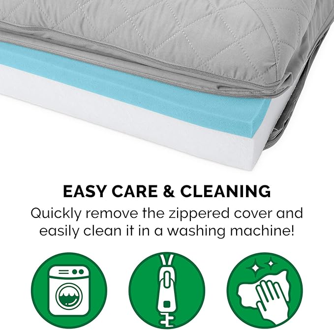 Furhaven Cooling Gel Dog Bed for Large Dogs w/ Removable Bolsters & Washable Cover, For Dogs Up to 125 lbs - Quilted Sofa - Silver Gray, Jumbo Plus/XXL