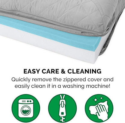 Furhaven Cooling Gel Dog Bed for Large Dogs w/ Removable Bolsters & Washable Cover, For Dogs Up to 125 lbs - Quilted Sofa - Silver Gray, Jumbo Plus/XXL