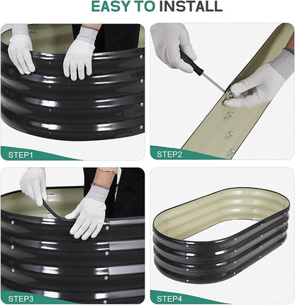 Galvanized Raised Garden Bed Outdoor - 4x2x1FT (2 Pack) Metal Garden Planter Box with Safety Edging and Gloves, Raised Bed for Gardening Vegetables Fruits and Flowers - Grey