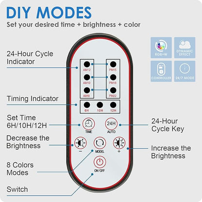 Aquarium Light, 22W 24/7 Lighting Cycle, Sunrise/Daylight/Moonlight Mode and Custom Mode with Expandable Bracket, Adjustable Timer and 7 Color Brightness for 24~30IN Fish Tank