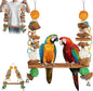 3-in-1 Parrot Toys Natural Coconut Fiber Parrot Hammock (Swing + Perch + Chew Toy) Natural Bird Perches for Medium Large Birds - 23" Bird Toys for Parrots Stand