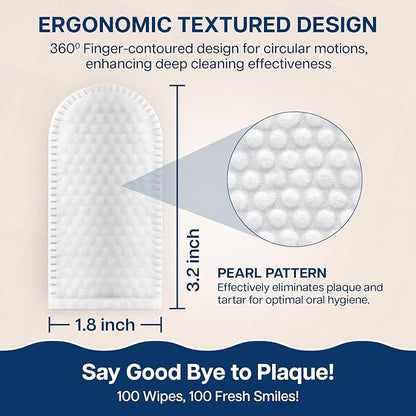 Dog Teeth Cleaning Wipes - 100 Value Pack - Fresh Mint Dog Dental Wipes, Vet Formulated Pet Teeth Cleaning Finger Wipes for Dogs & Cats – Effective Dog Teeth Cleaning, Plaque & Tartar Solution