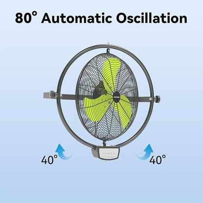 20 Inch Wall Metal Fan Pro Series Remote Control, High Velocity Wall Mount Fans for Commercial, Residential, Warehouse, Covered Patio, Shop, Garage, Barn 3 Speed 5200 CFM UL Safety Listed