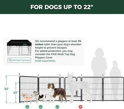 FXW Rollick Unleashed Dog Playpen for Indoor, Yard, RV Camping, 32 inch 8 Panels for Small and Medium Dogs│Patented