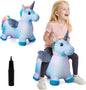 EVERICH TOY Unicorn Bouncy Horses Inflatable Plush Hopping Toy Bouncing Hopper Animals for Toddlers,Outdoor&Indoor Bouncy Animals for Toddlers,Gift for 18 Months 2 3 4 Year Old (W/Pump)