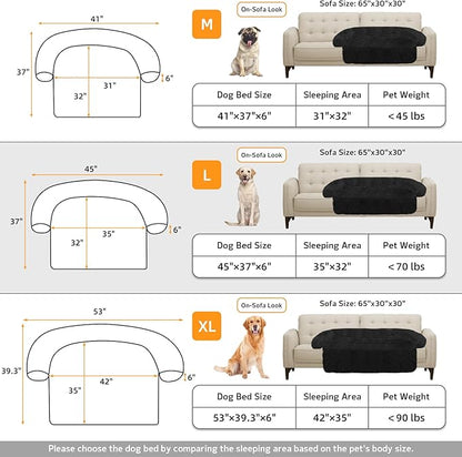 GGIB Calming Dog Bed Fluffy Plush Dog Mat for Furniture Protector with Removable Washable Cover for Large Medium Small Dogs and Cats (Large, Black)