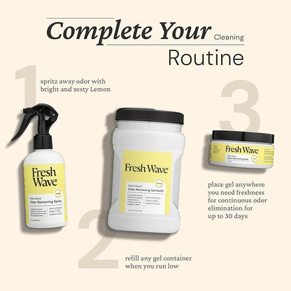 Fresh Wave Lemon Odor Removing Gel Refill, 63 oz. - Safer Odor Absorbers for Home, Natural Plant-Based Odor Eliminator, Every 15 oz. lasts 30-60 Days, For Cooking, Trash & Pets