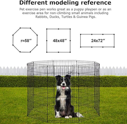48 Tall Dog Playpen Crate Fence Pet Play Pen Exercise Cage -8 Pane