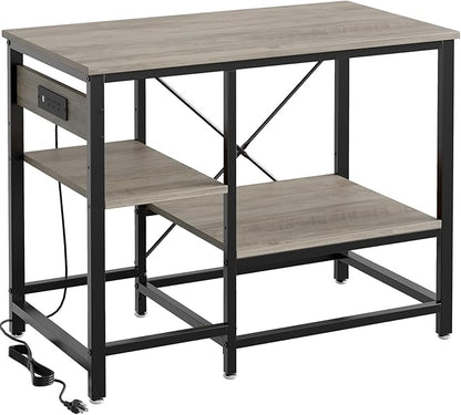 40-50 Gallon Fish Tank Stand with Charging Station, 36x19 Metal Aquarium Stand with 3-Tiers Adjustable Storage Shelves, 6-Legs Reptile Terrarium Stand, 660 LBs