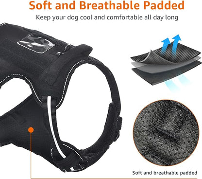 Amazon Basics No Pull Dog Harness, Adjustable Front Clip, Tactical Vest, X-Large, Black