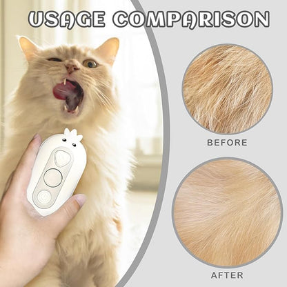 3-in-1 Rechargeable Steam Brush for Cats & Dogs - Anti-Static Spray Pet Grooming Brush with Warm Mist Massage, Hair Shedding Control, Detangling Comb & Cleaning Tool for Effective Deshedding