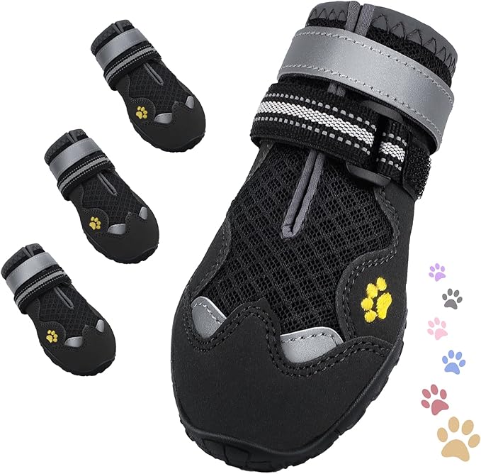Dog Shoes for Large Medium Small Dog, Mesh Breathable Dog Shoes for Hot Pavement, Anti-Slip Dogs Boots Paw Protectors with Reflective for Outdoor Walking Indoor Hardfloors (Size 6)