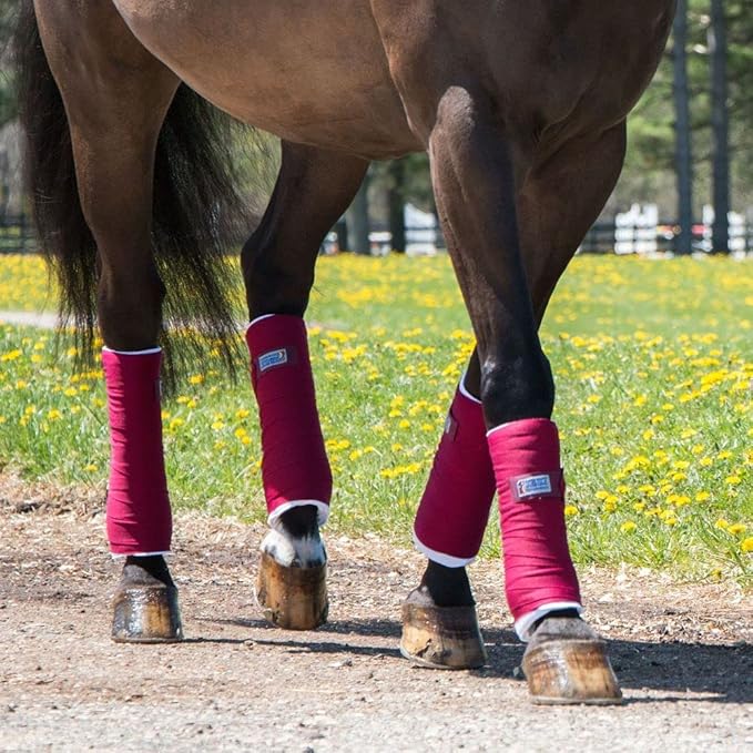 Dura-Tech Standing Wraps for Horses | Color Red | Optimal Comfort & Support | Ideal for Post-Exercise & Trailering | Right Tension Application | Secure Closure