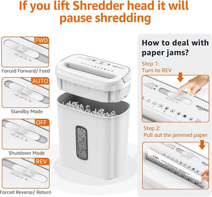 Amazon Basics Cross Cut Paper and Credit Card Shredder for Security - 8-Sheet, Heavy Duty, White