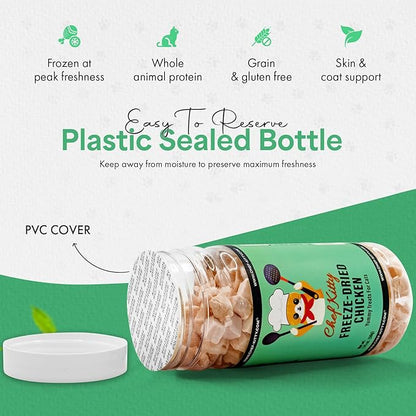 Freeze-Dried Chicken Treats for Cats & Dogs – 100% Human Grade, Single Ingredient, High-Protein, Healthy Snack – No Additives or Preservatives – 1.7oz - Inspected & Tested in USA