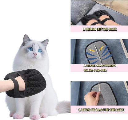 2Pcs Pet Hair Remover Gloves for Cats & Dogs, Electrostatic Pet Hair Removal Glove Brush, Upgraded Reusable Animal Fur Removal Tool, Pet Grooming Gloves for Clothing, Couch, Carpet, Car Seatd