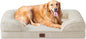 EHEYCIGA Orthopedic Dog Beds for Extra Large Dogs, Waterproof Memory Foam XL Pet Bed with Sides, Non-Slip Bottom and Egg-Crate Foam Big Dog Couch Bed with Washable Removable Cover, Beige