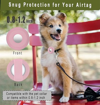 Airtag Holder for Dog Collar, Cibaabo Silicone Air Tag Case Cover Compatible with Apple Airtags for 0.8-1.2inch Cat Pet Collar Harness Loop
