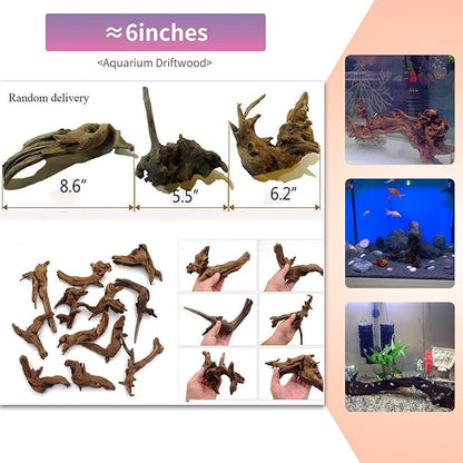 5 Pcs Driftwood Branches Aquarium Wood Decoration Natural Fish Tank Habitat Decor Wood for Lizard Assorted Size-Small