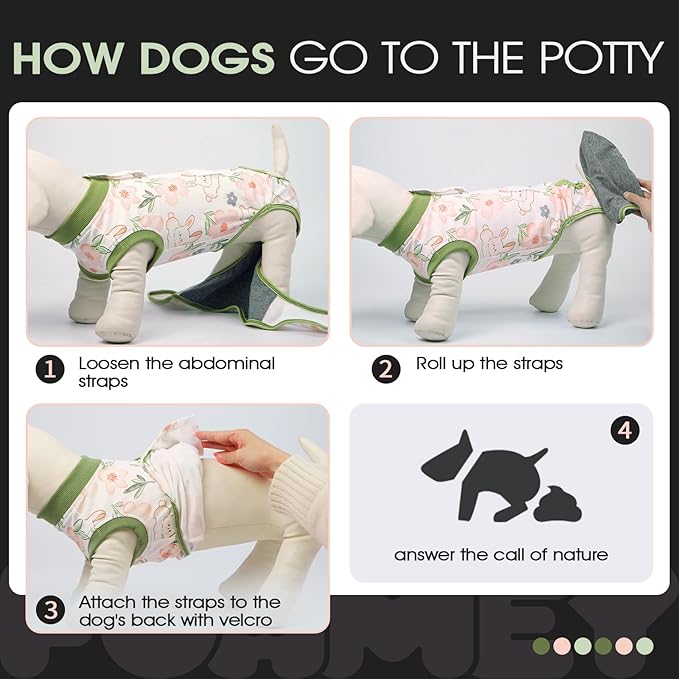 FUAMEY Dog Recovery Suit Male,Dogs Surgery Neuter Suits Puppy Spay Shirts for Female Protect Dog's Skin Anti Licking Abdominal Wounds Doggie Onesie Pet Bodysuit Alternative to Cone Rabbit Flower XL