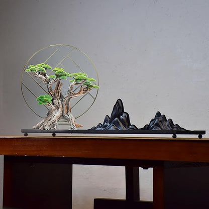 Fish Tank Decor- Bonsai Tree of The Forest with Faux Moss- Aquarium Decoration Aquascaping- Made of Sandstone, 8.8 x 4.3 x 7.8 inches