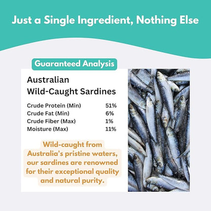 ALFIE'S TREATOS Sardines for Dogs & Cats (10.6 oz, 4x2.65 oz), Bulk Bundle, Air-Dried Fish Dog Treats, Omega-3 Food Topper, Single Ingredient, Australian Wild-Caught, Freeze-Dried Alternative